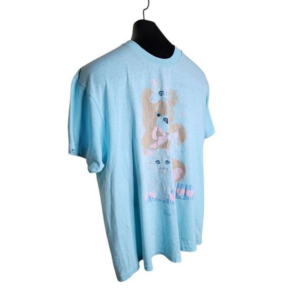 Vintage 80s Cat Bear Las Vegas Tourist Tshirt Womens Size XL Blue - Picture 4 of 7